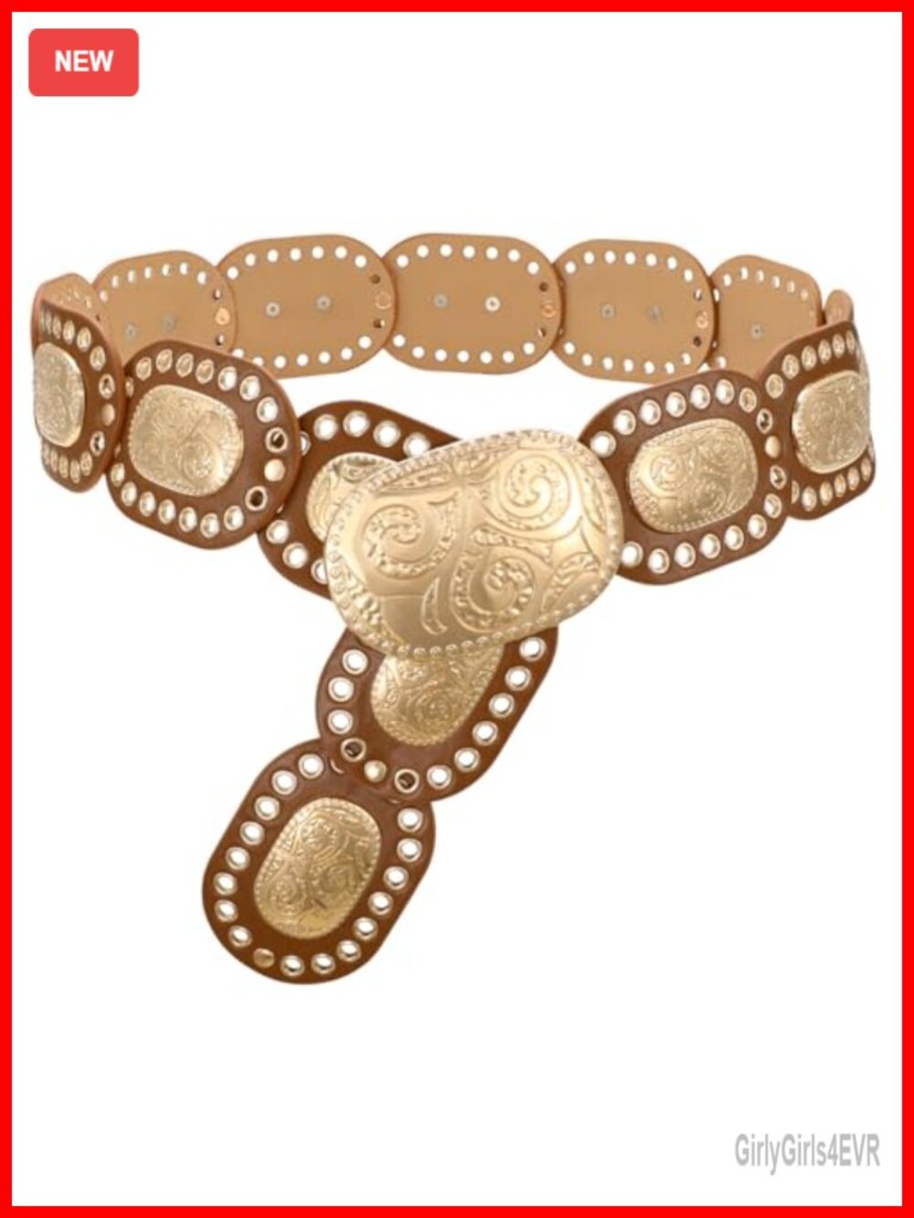Women Western Concho Disc Belt PU Leather Cowgirl Boho Wide Waist Cincher